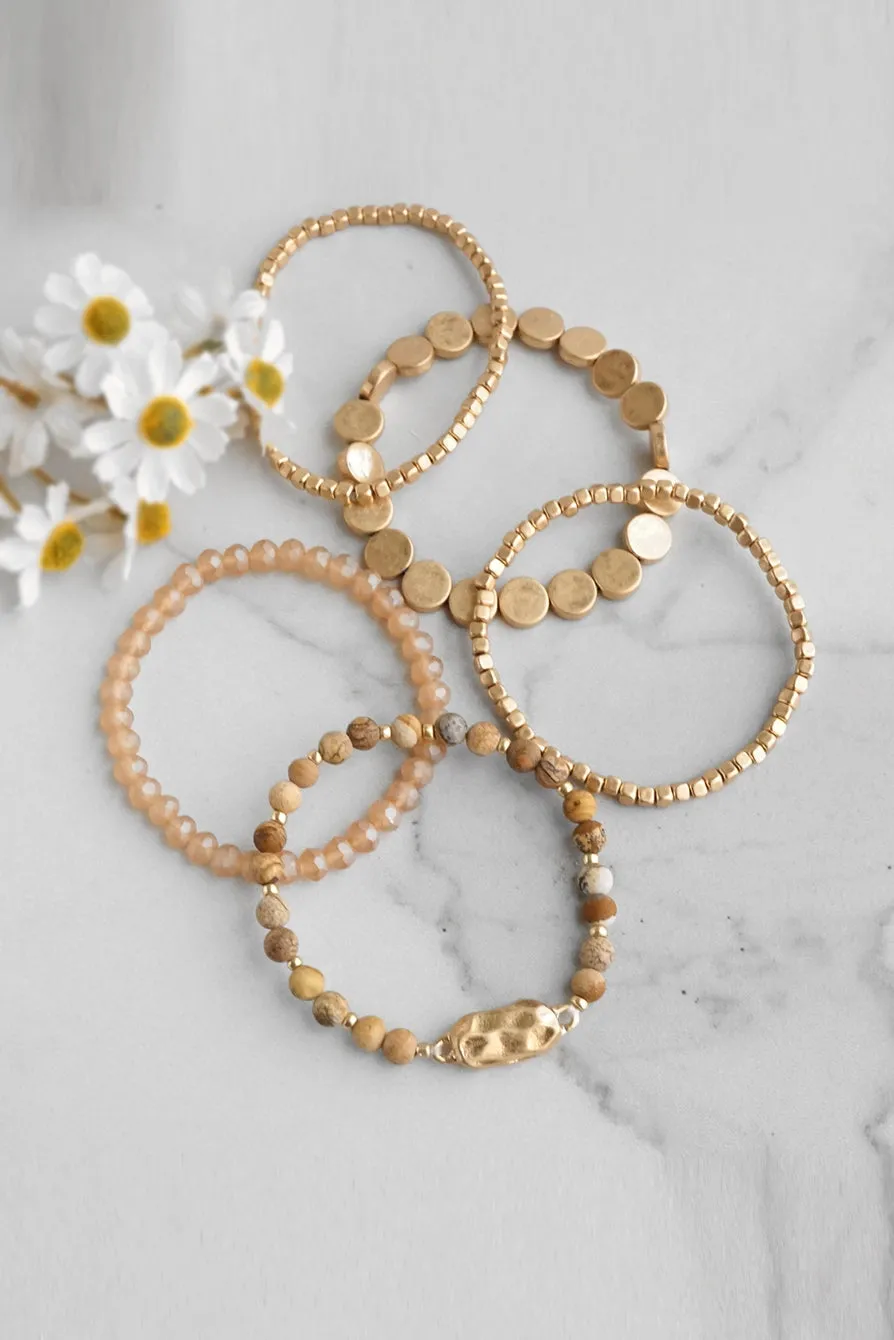 PennyLine inc. - 5 Piece Boho Beaded Bracelet Stack