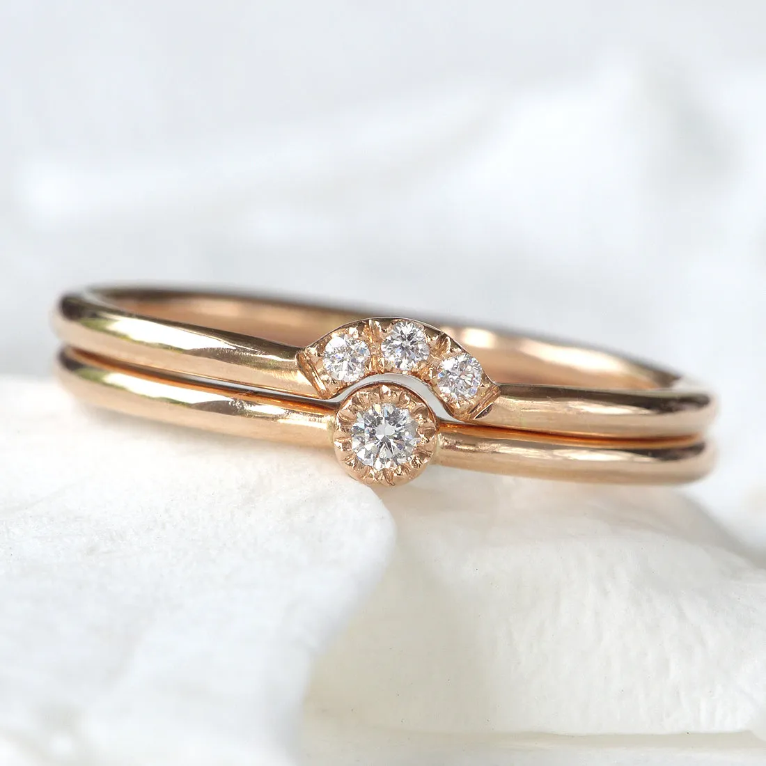 Petite 18ct Rose Gold Diamond Ring Set (Size K 1/2)