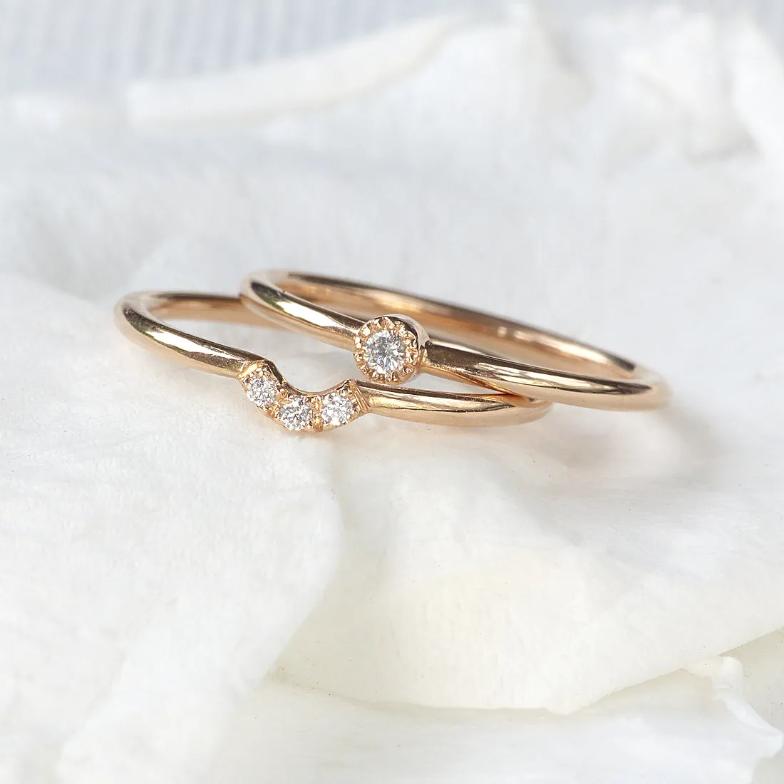 Petite 18ct Rose Gold Diamond Ring Set (Size K 1/2)