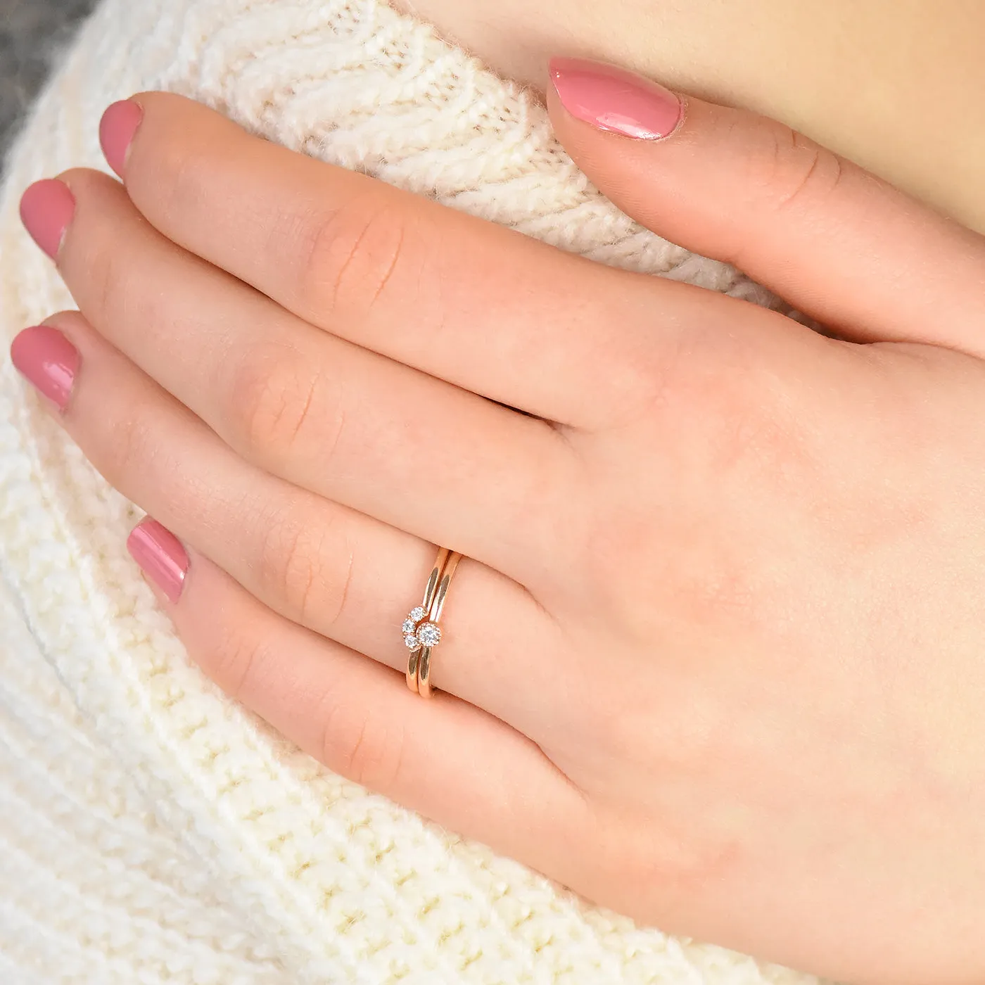 Petite 18ct Rose Gold Diamond Ring Set (Size K 1/2)