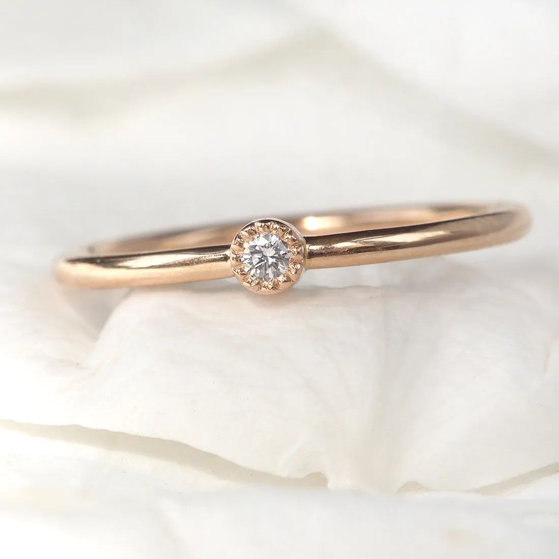 Petite 18ct Rose Gold Diamond Ring Set (Size K 1/2)
