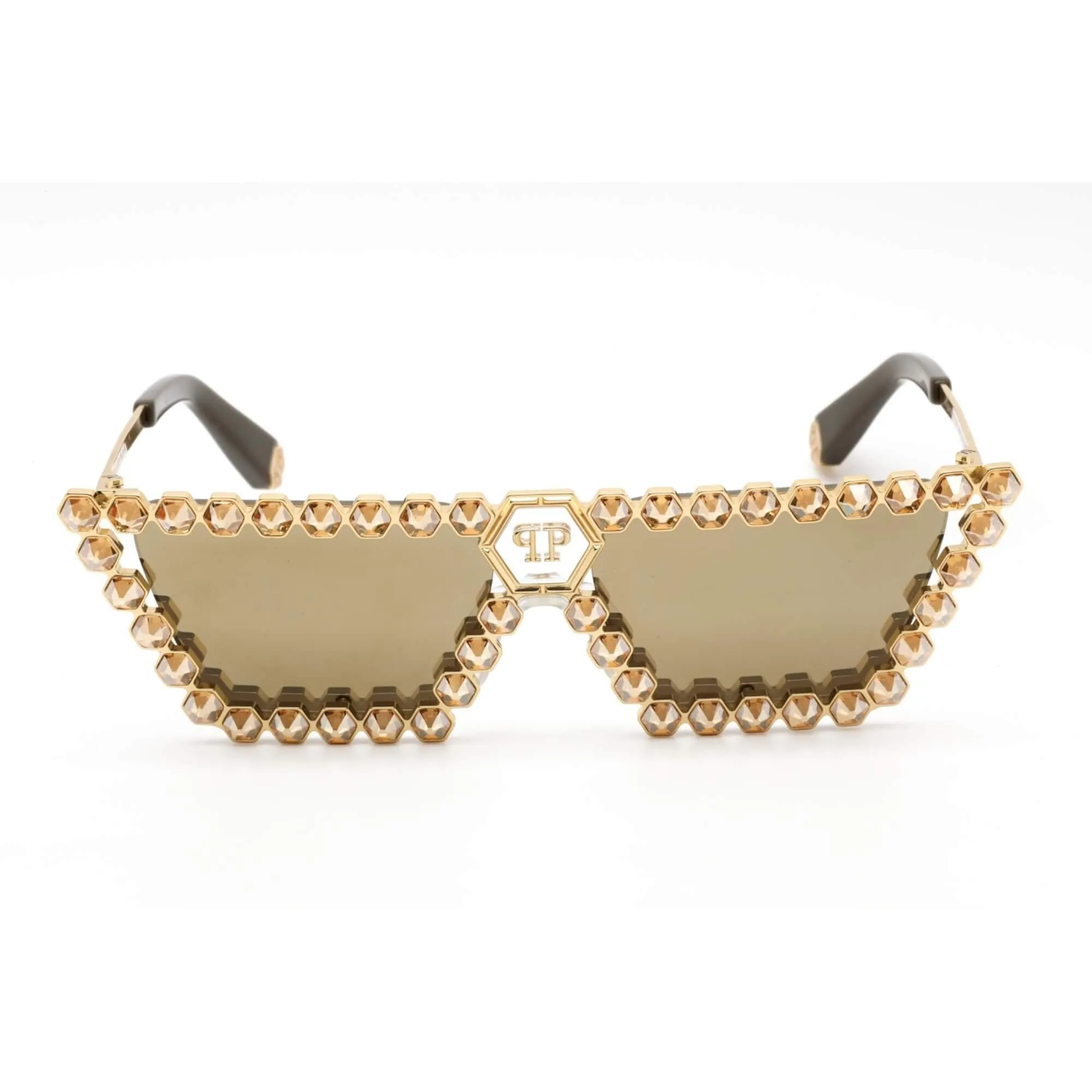 Philipp Plein Women's Sunglasses - Yellow Gold and Black Metal Frame | SPP030S 400G