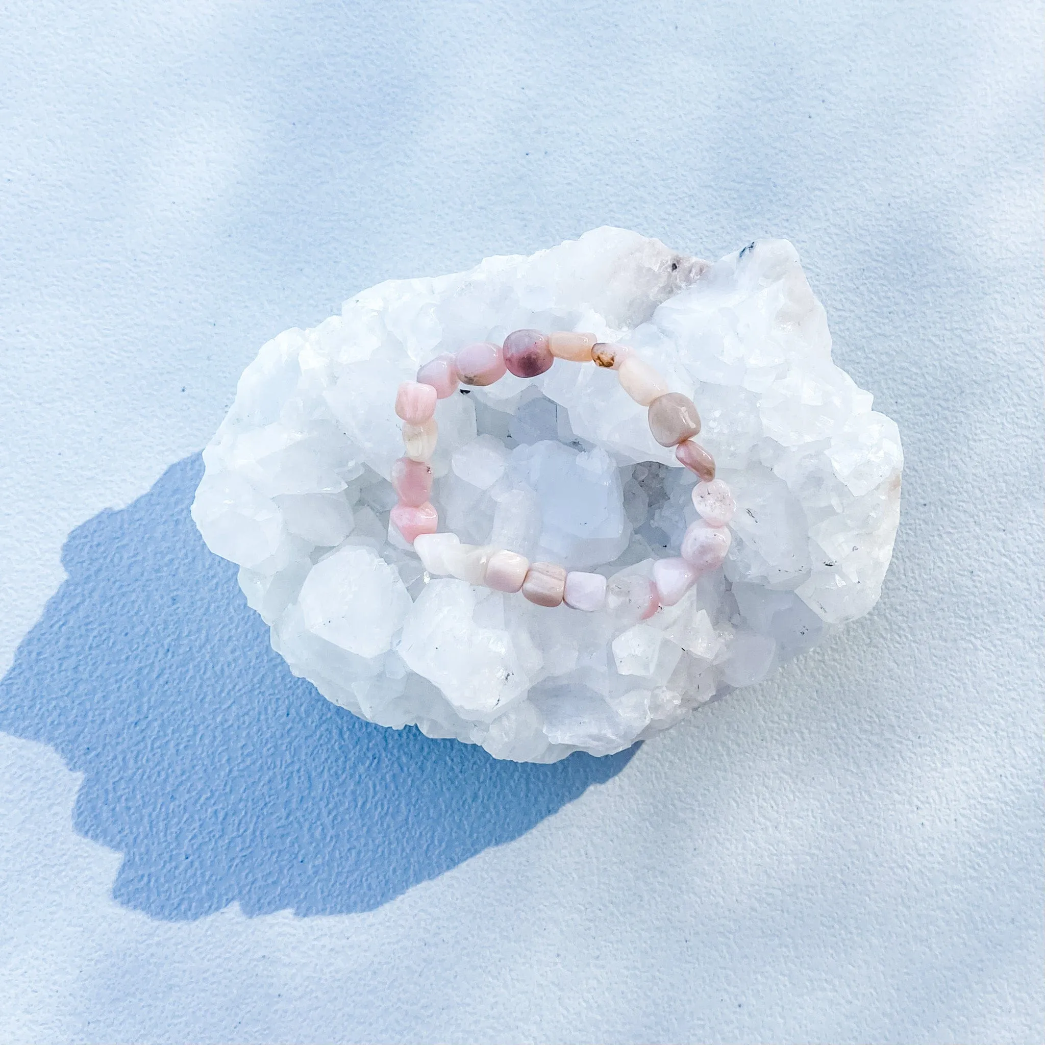 Pink Opal Mini Tumbled Stone Bracelet-A Grade