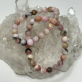 Pink Peruvian Opal 8mm 2-Piece Round Bracelet Set
