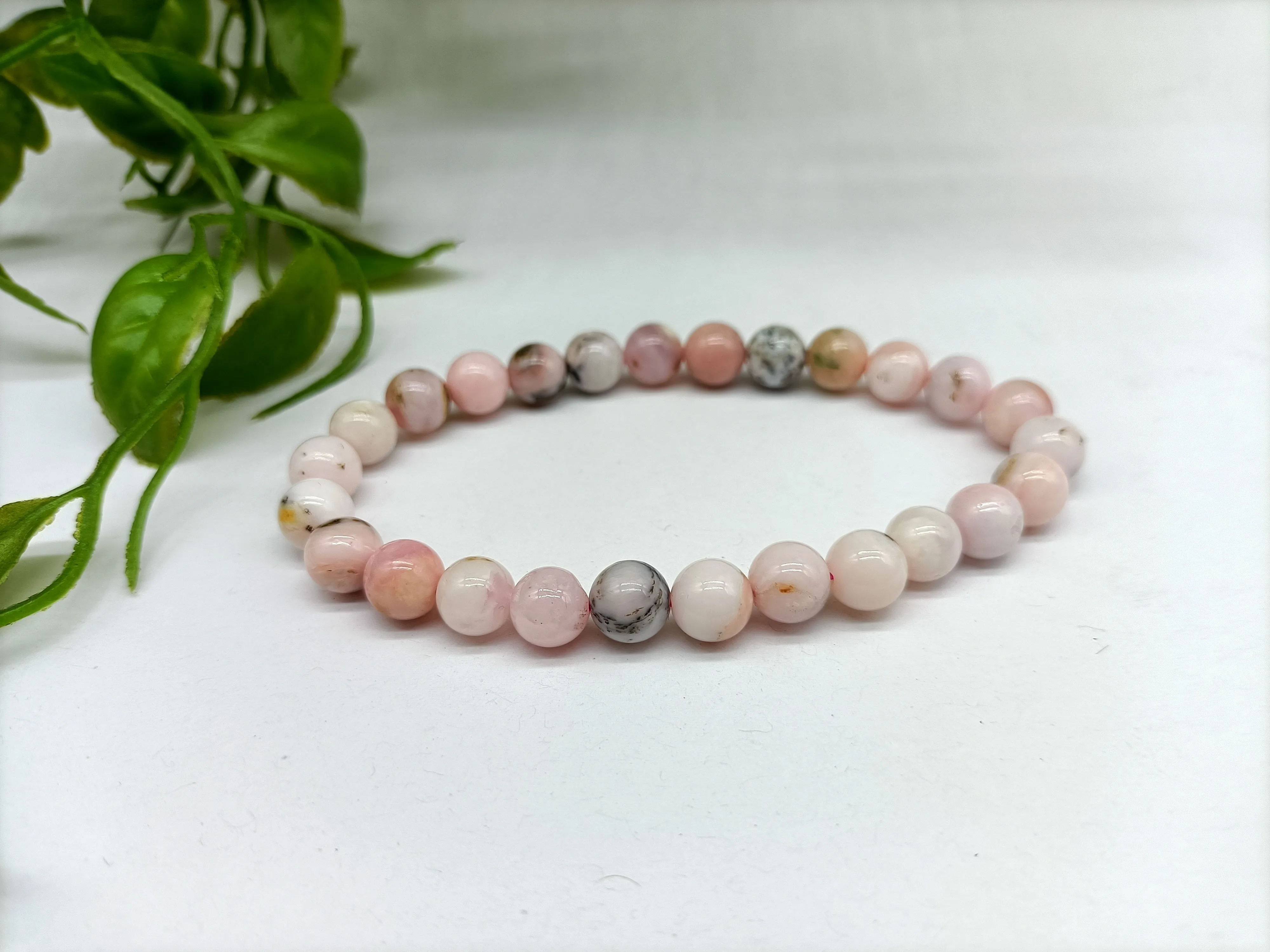 Pink Peruvian Opal Beads Bracelet