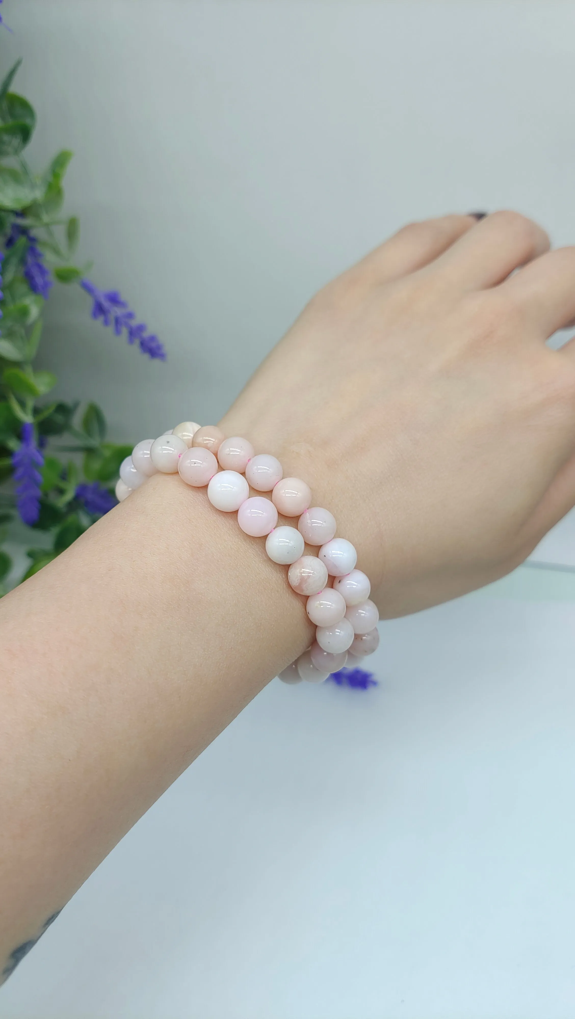 Pink Peruvian Opal Beads Bracelet