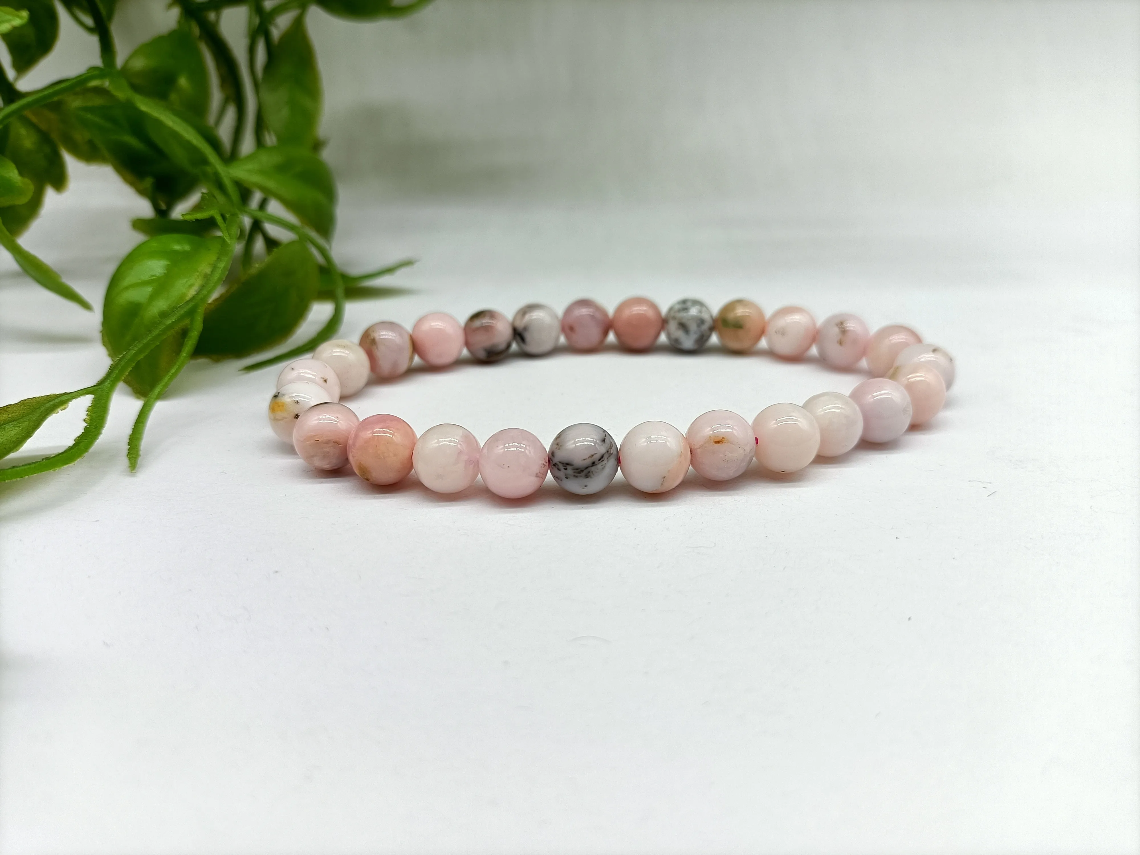 Pink Peruvian Opal Beads Bracelet