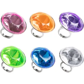 Plastic Diamond Rings 12pcs | 1 ct