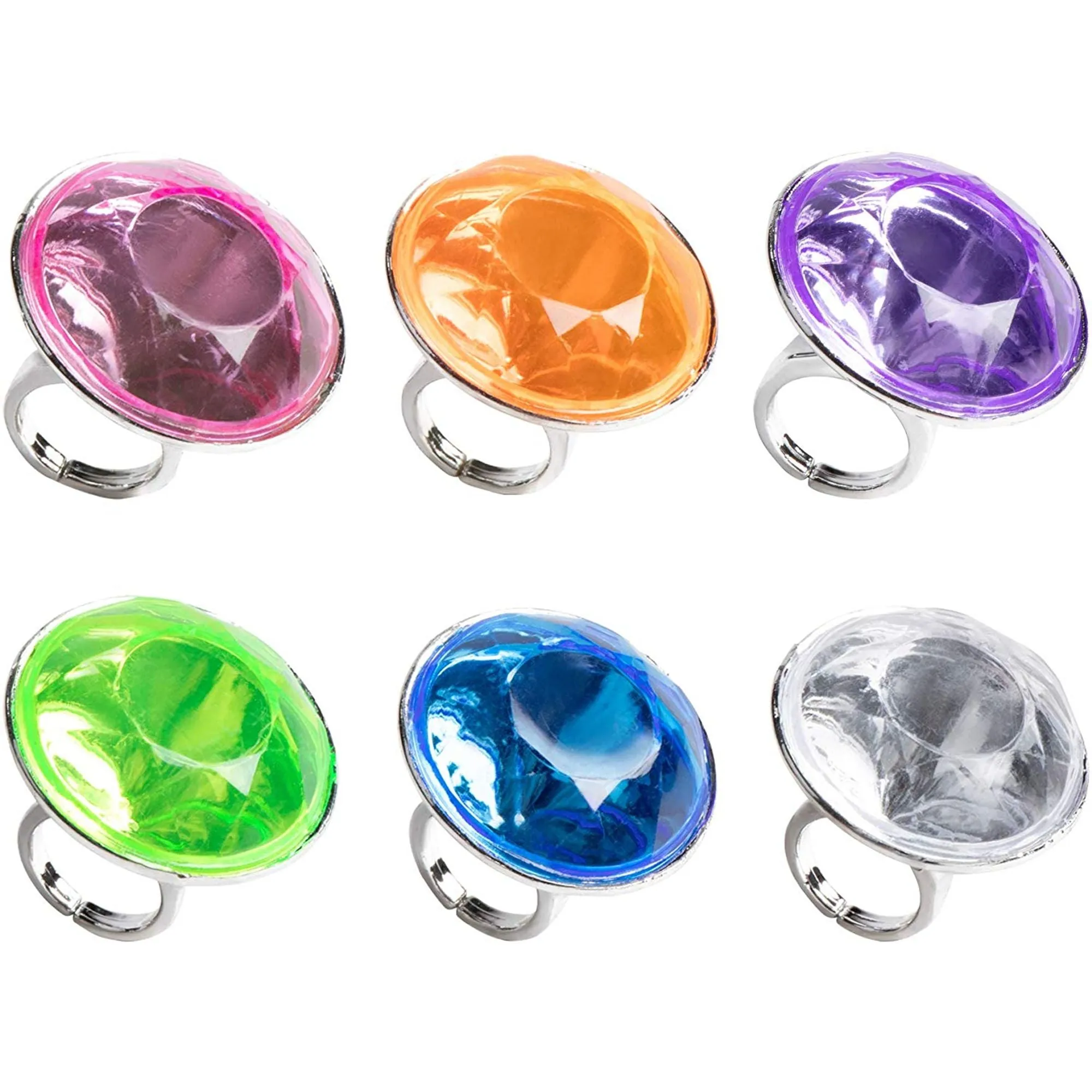 Plastic Diamond Rings 12pcs | 1 ct