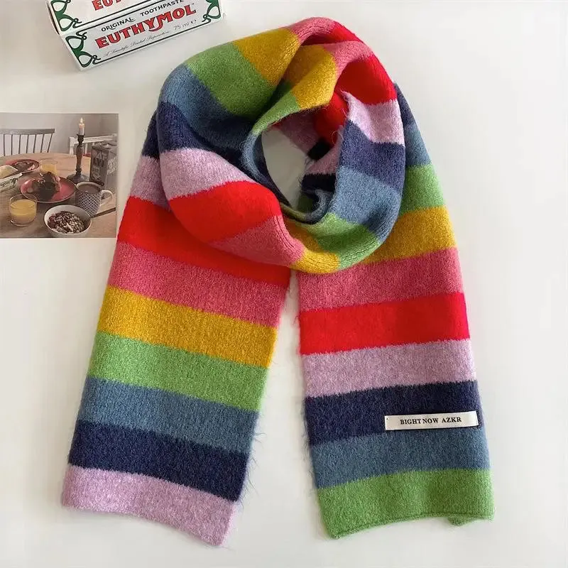 Rainbow Stripes Merino/Mohair Scarf Men And Women