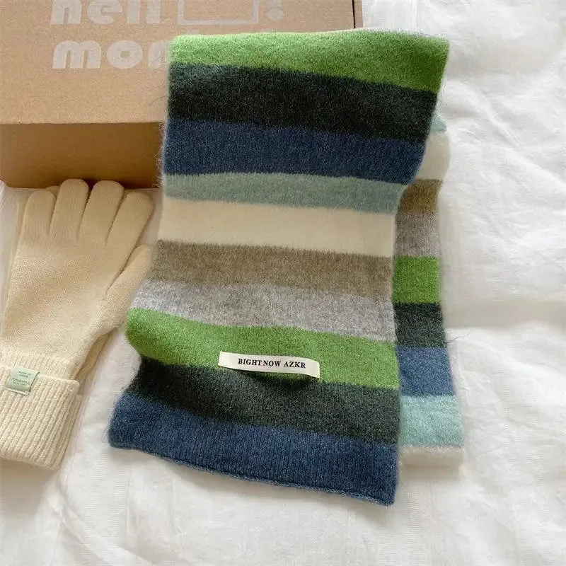 Rainbow Stripes Merino/Mohair Scarf Men And Women
