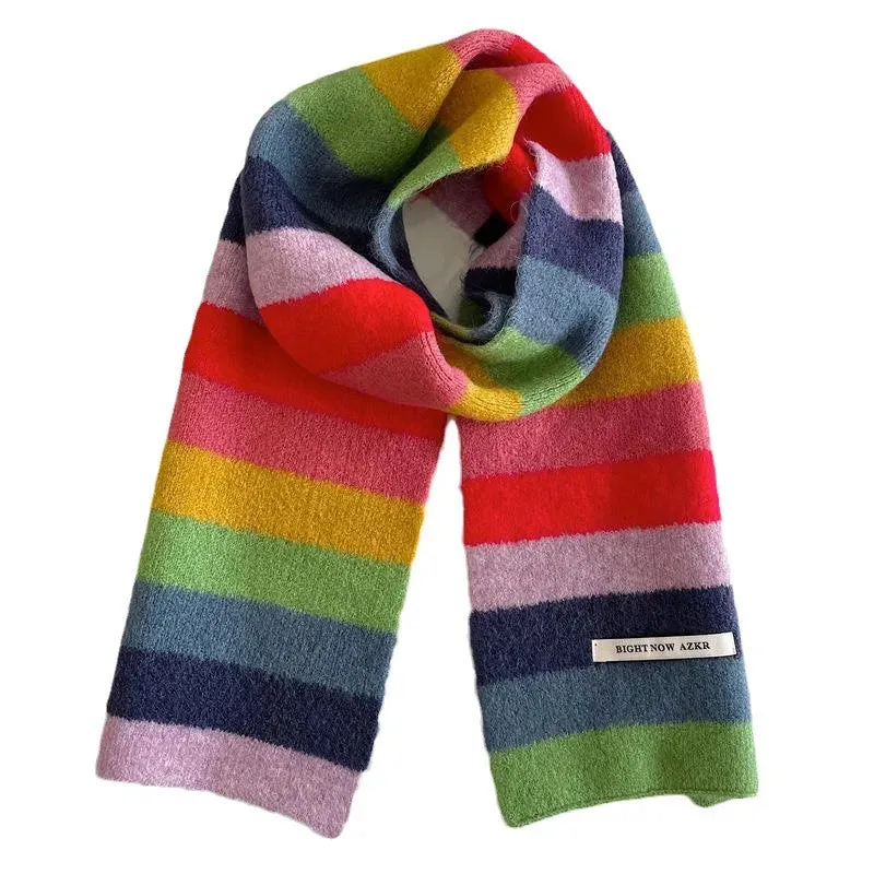 Rainbow Stripes Merino/Mohair Scarf Men And Women