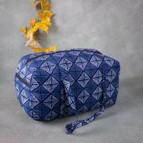 Rectangle Travel Bag Blue Colour Big Diamond Design.