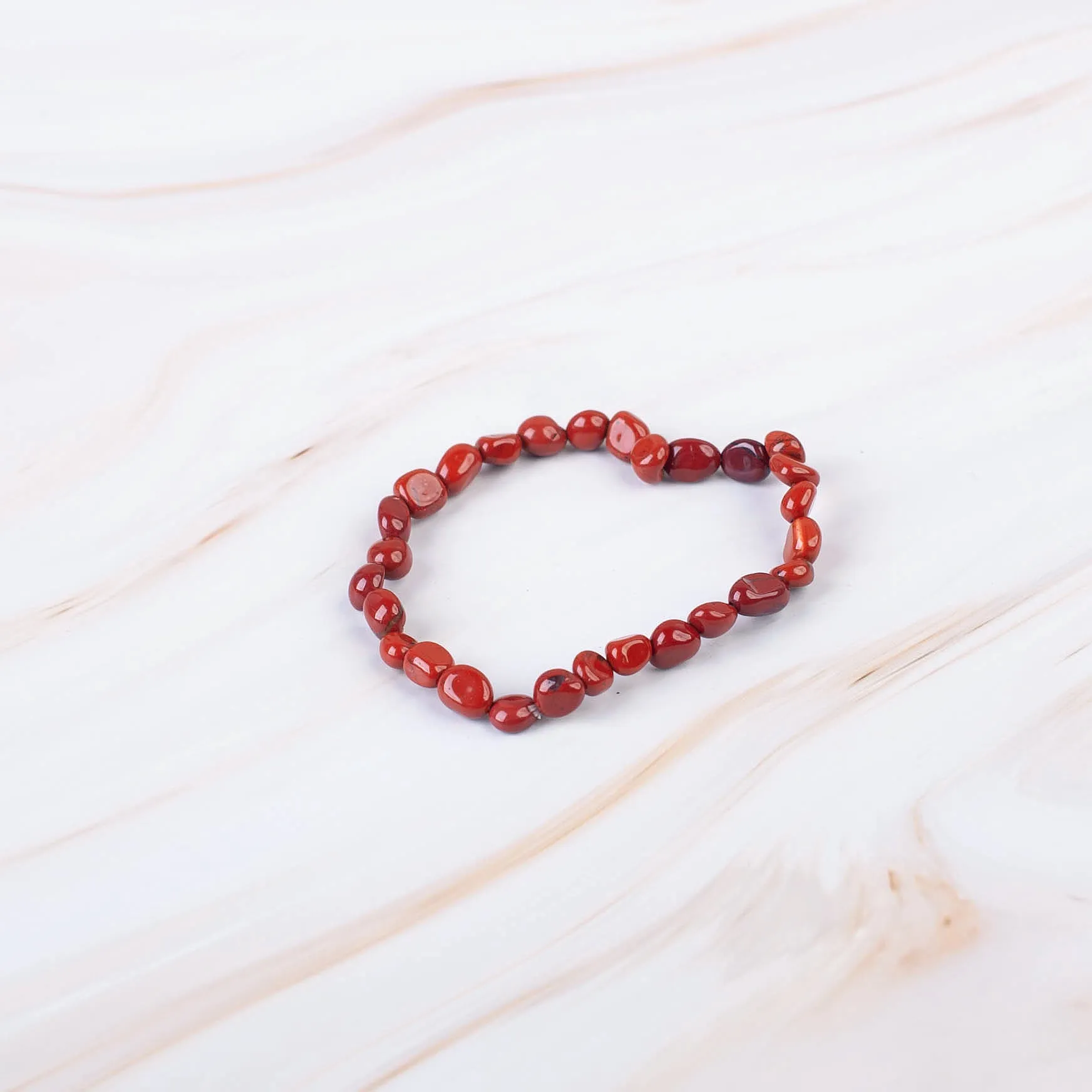 Red Jasper Pebble Beaded Bracelet