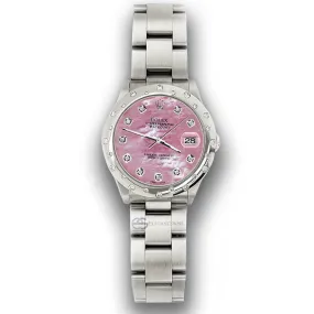 Rolex Datejust Midsize 31mm Domed 24 Diamonds Bezel/Pink MOP Dial Watch 78240 TFJ-142508736