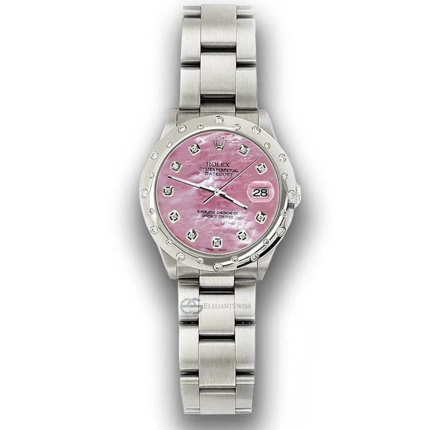 Rolex Datejust Midsize 31mm Domed 24 Diamonds Bezel/Pink MOP Dial Watch 78240 TFJ-142508736