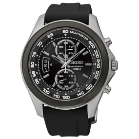 Seiko SNN257P2 Men's Chrono Black Dial Black Rubber Strap Quartz Watch