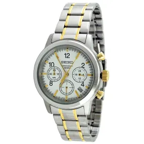 Seiko SSB009 Men's Chronograph White Dial Two Tone Bracelet Date Watch