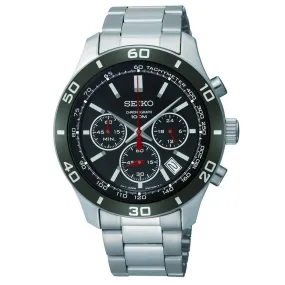 Seiko SSB077 Men's Black Dial Stainless Steel Bracelet Chronograph Watch