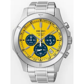 Seiko SSB115 Men's Chronograph Yellow Dial Stainless Steel Bracelet Quartz Watch