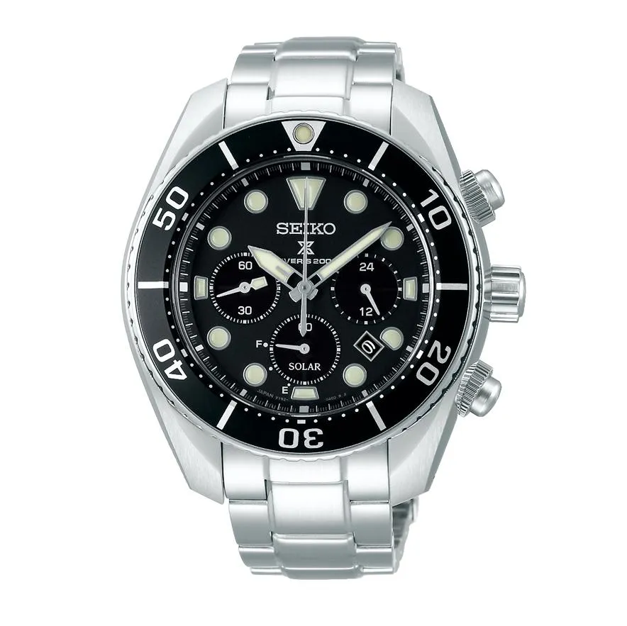 Seiko Sumo Prospex Solar Black and Silver Watch SSC75J1