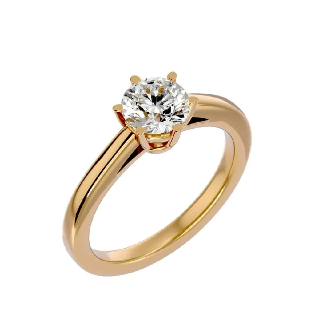 Solitaire Engagement Ring 6 Claws Basket Setting