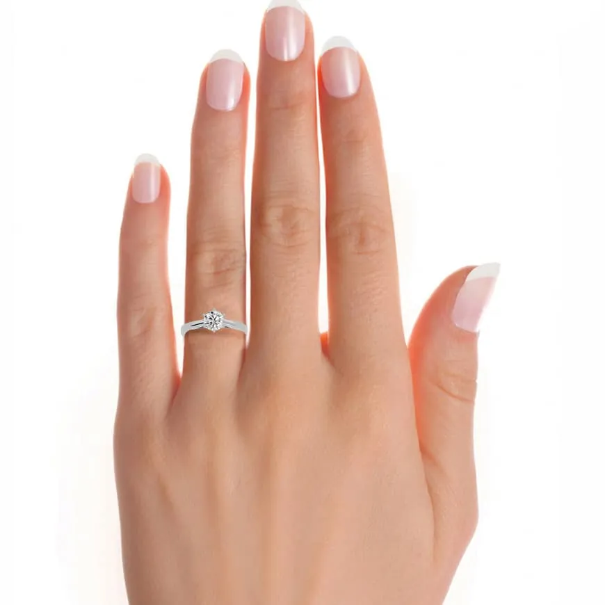 Solitaire Engagement Ring 6 Claws Basket Setting