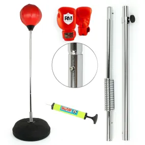 STANDING ADJUSTABLE PUNCH BAG BALL SET INCLUDES RINGMASTER SPORTS GLOVES MITTS BOXING UK NEW
