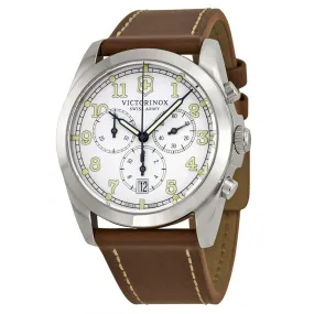 Swiss Army 241568 Men's Infantry White Dial Brown Leather Strap Chronograph Watch