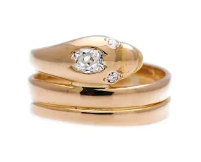 Victorian, 18ct yellow gold, diamond snake ring