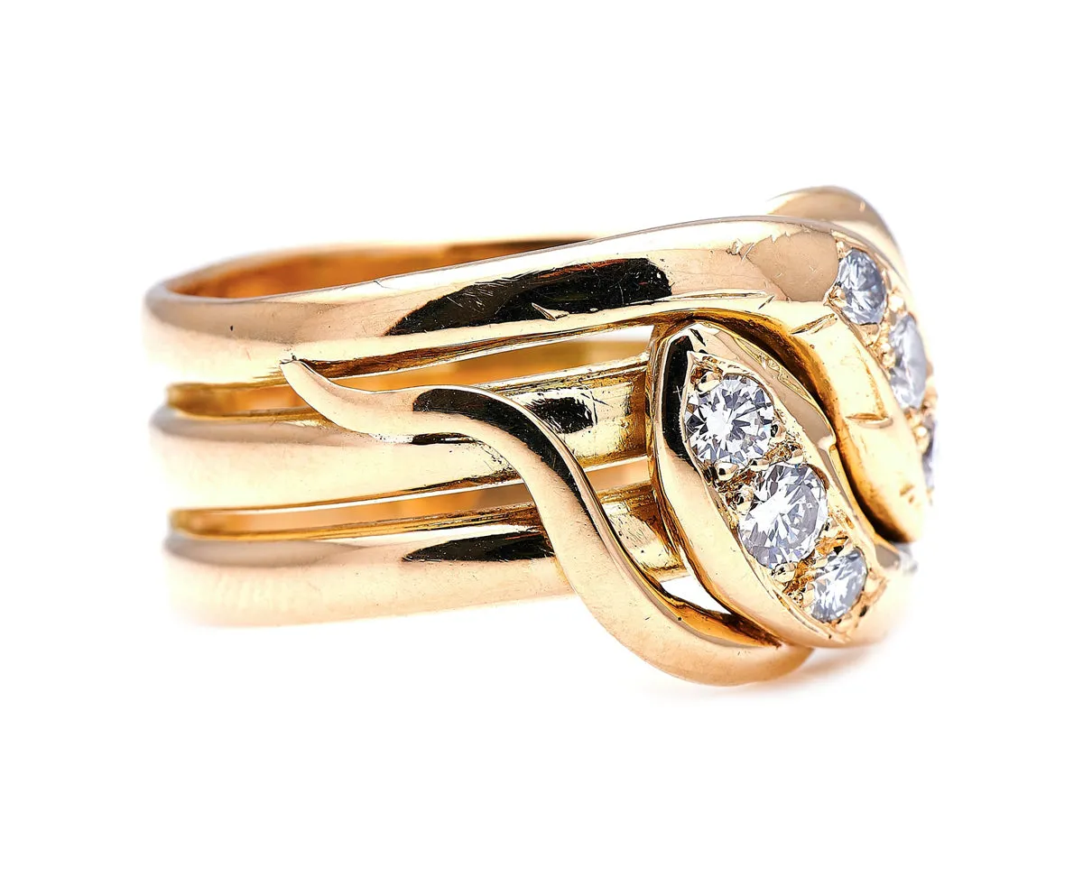 Victorian, French, 18ct gold, diamond snake ring