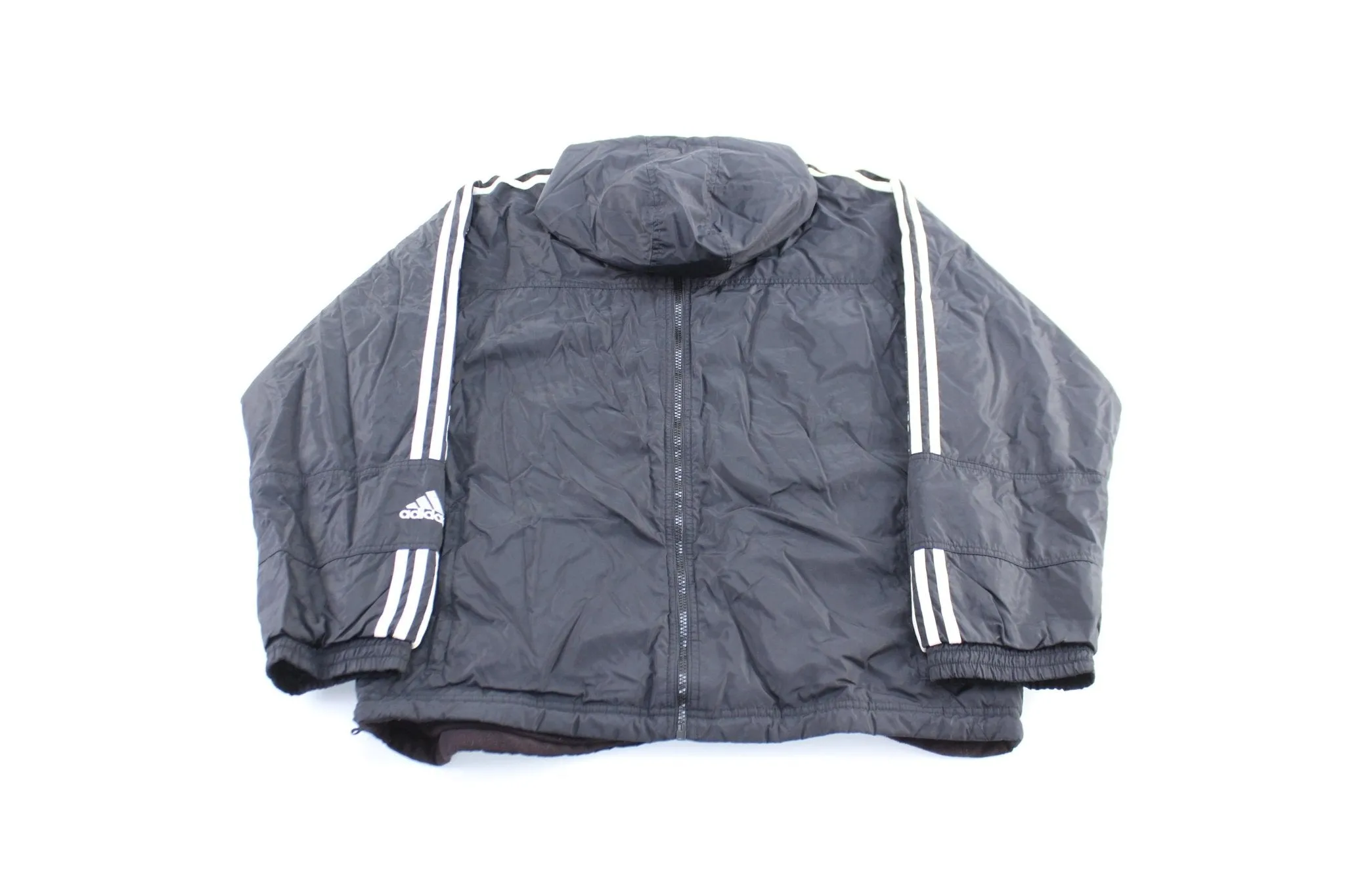 Vintage Adidas Embroidered Logo Reversible Hooded Zip Up Jacket