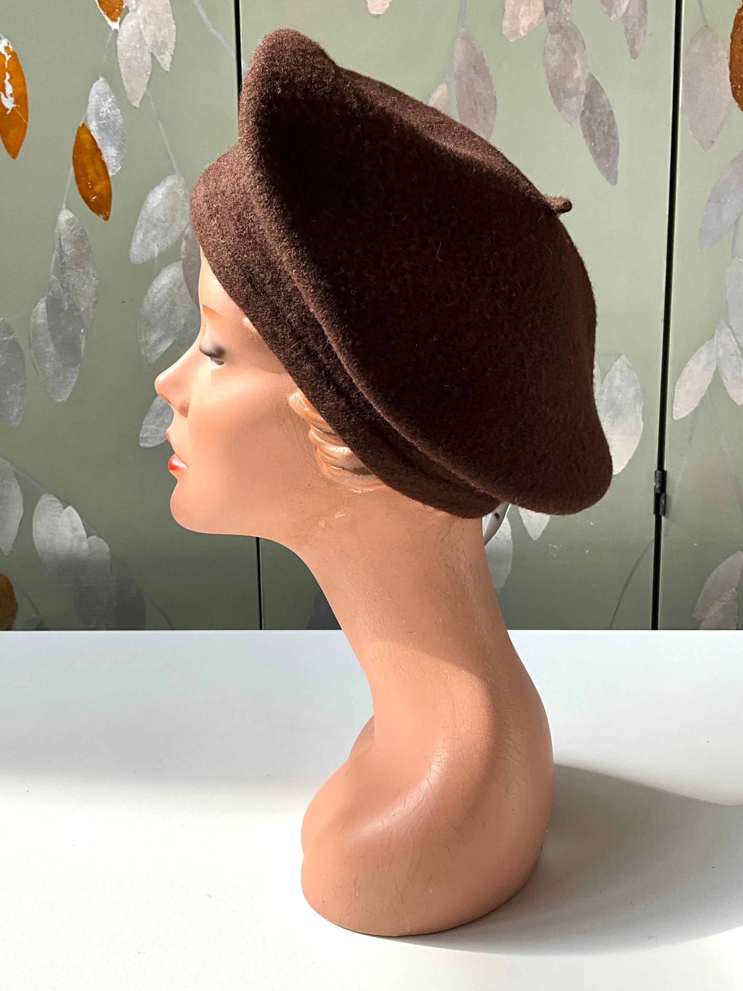 Vintage Brown Wool Beret