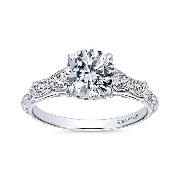 Vintage Inspired Amavida Diamond Ring 18K White Gold 501A