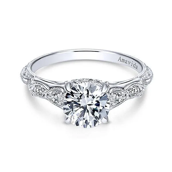 Vintage Inspired Amavida Diamond Ring 18K White Gold 501A