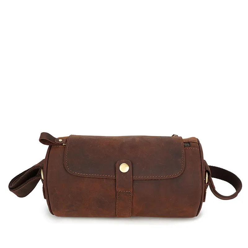 Vintage Men's Leather Crossbody Bucket Bags M001