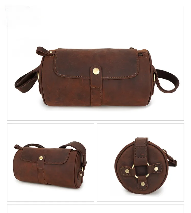 Vintage Men's Leather Crossbody Bucket Bags M001