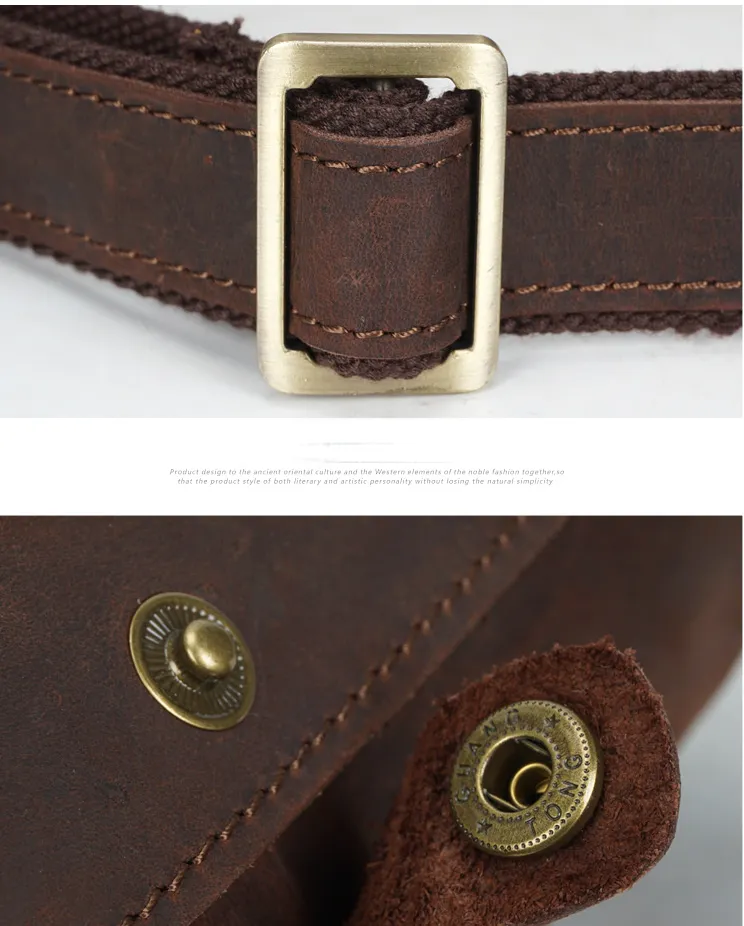 Vintage Men's Leather Crossbody Bucket Bags M001