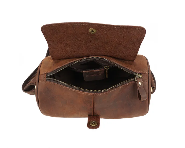 Vintage Men's Leather Crossbody Bucket Bags M001
