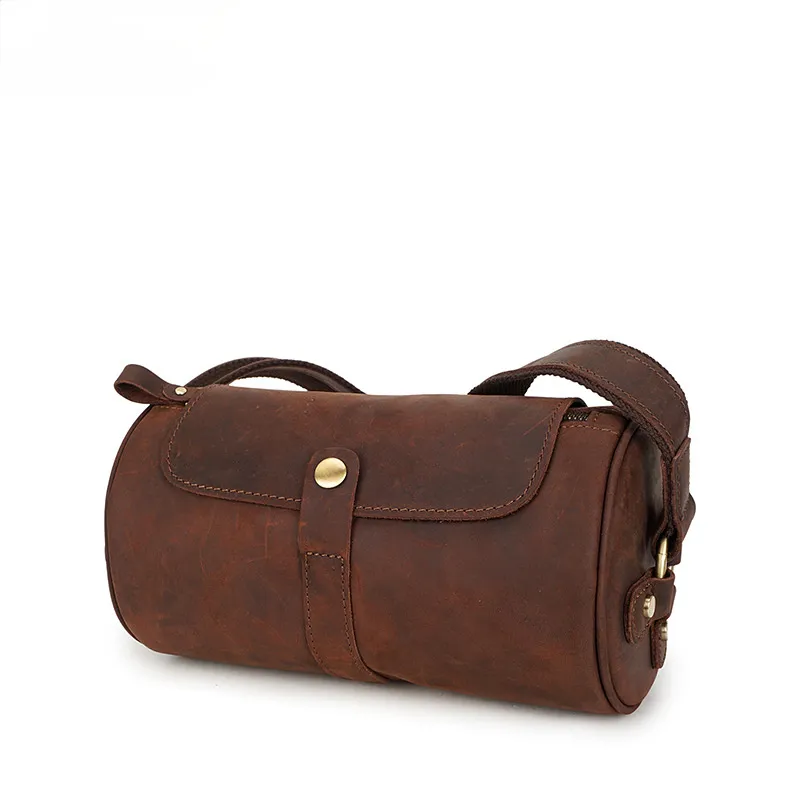Vintage Men's Leather Crossbody Bucket Bags M001