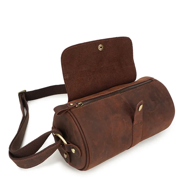 Vintage Men's Leather Crossbody Bucket Bags M001