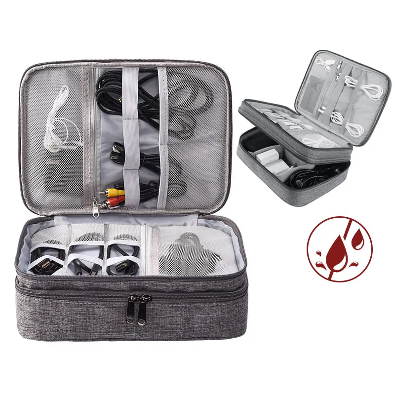 Waterproof Double-Layer Electronics Organizer Bag - Travel in Style and Efficiency