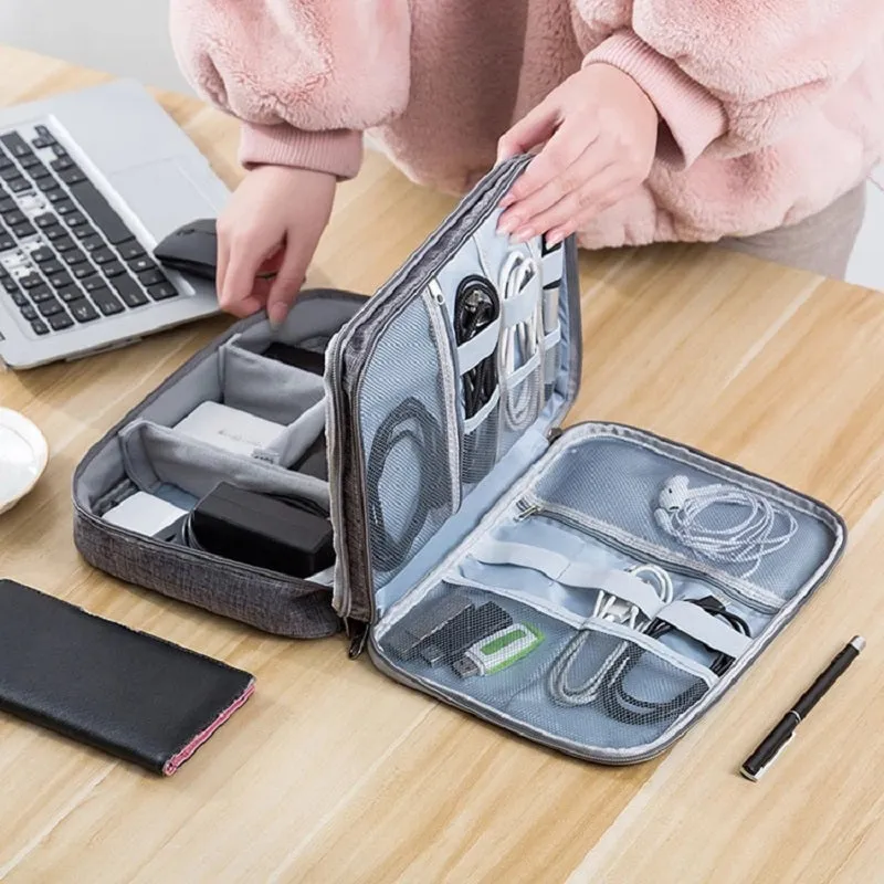 Waterproof Double-Layer Electronics Organizer Bag - Travel in Style and Efficiency