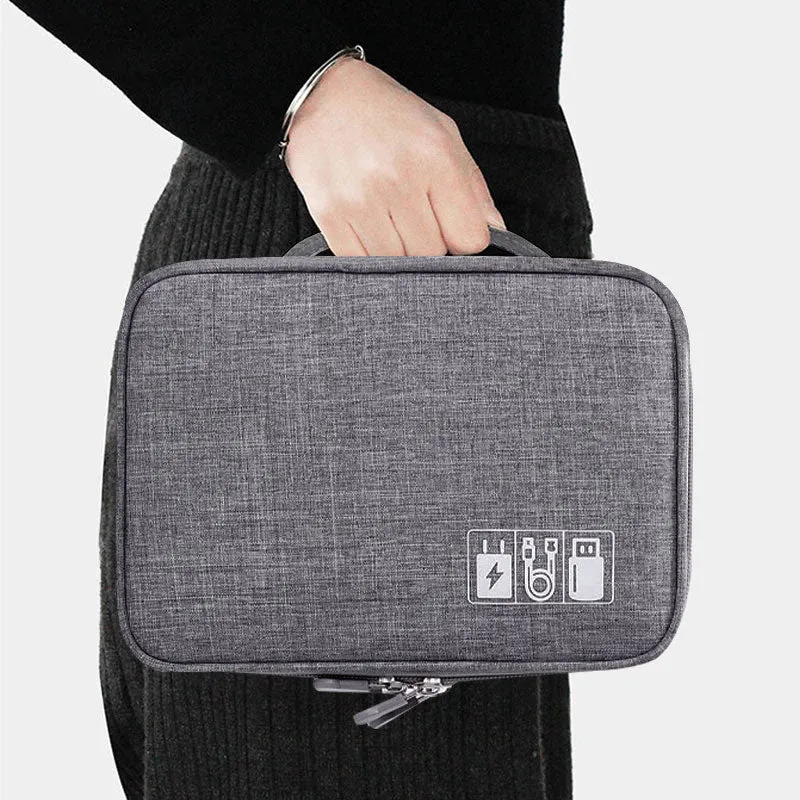 Waterproof Double-Layer Electronics Organizer Bag - Travel in Style and Efficiency