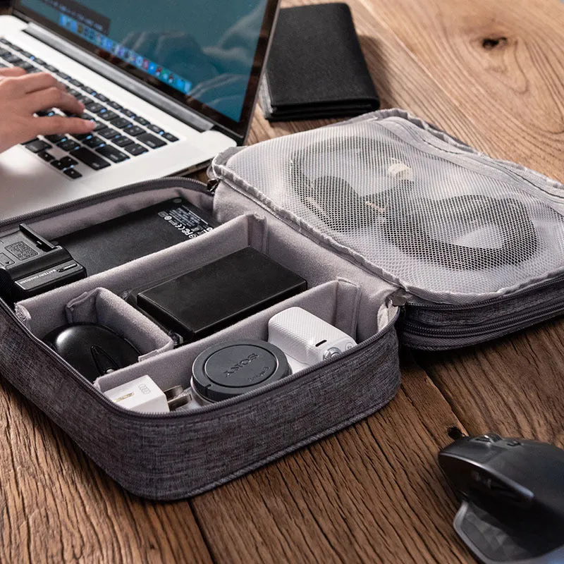 Waterproof Double-Layer Electronics Organizer Bag - Travel in Style and Efficiency