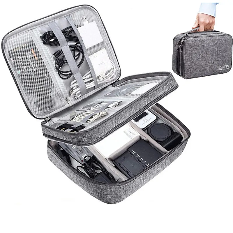 Waterproof Double-Layer Electronics Organizer Bag - Travel in Style and Efficiency