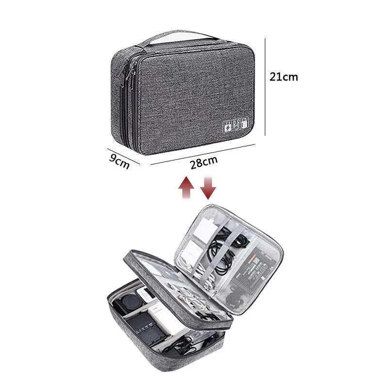 Waterproof Double-Layer Electronics Organizer Bag - Travel in Style and Efficiency