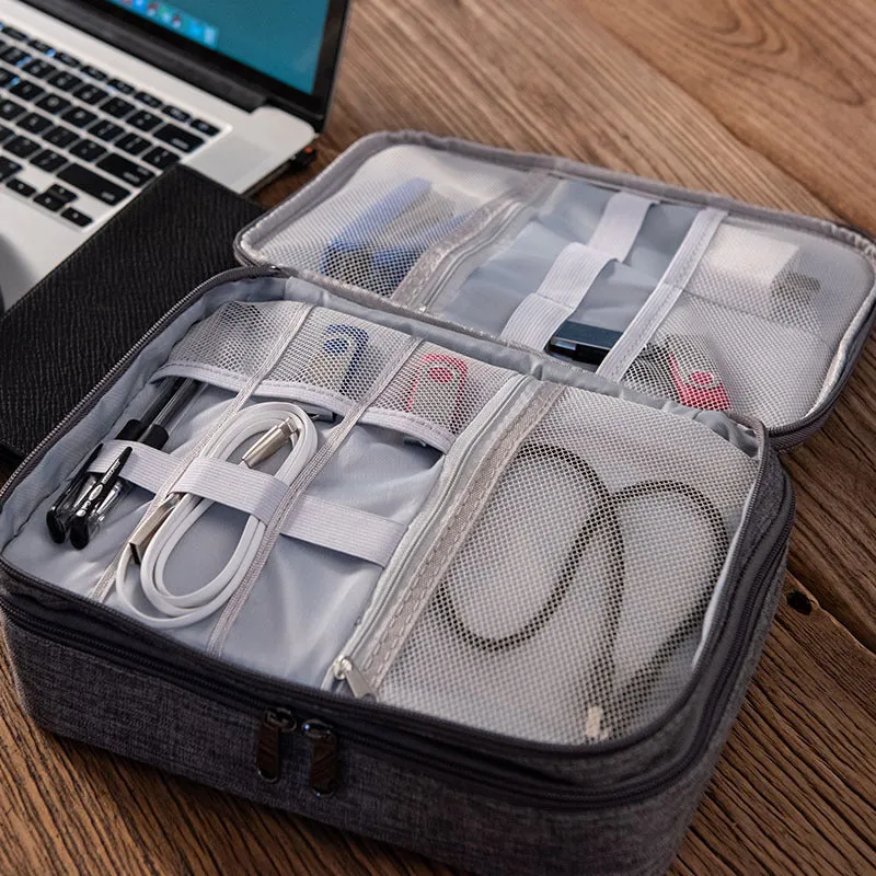 Waterproof Double-Layer Electronics Organizer Bag - Travel in Style and Efficiency