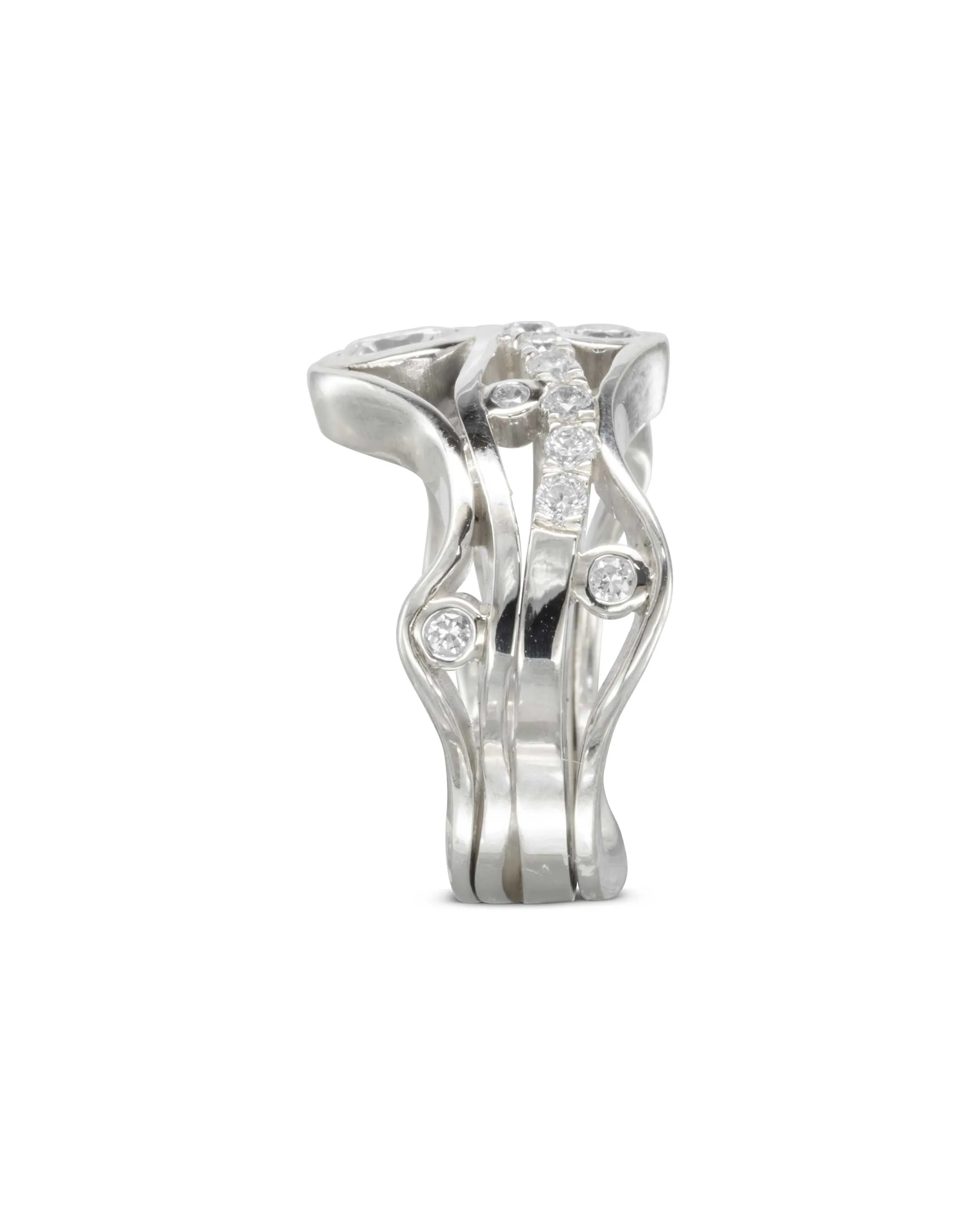 Wave Five Strand Unusual Diamond Ring