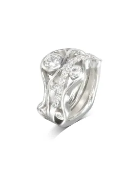 Wave Five Strand Unusual Diamond Ring